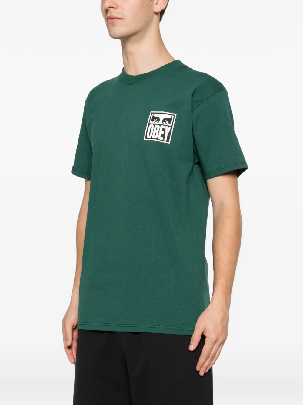 Obey T-shirt met logoprint Groen