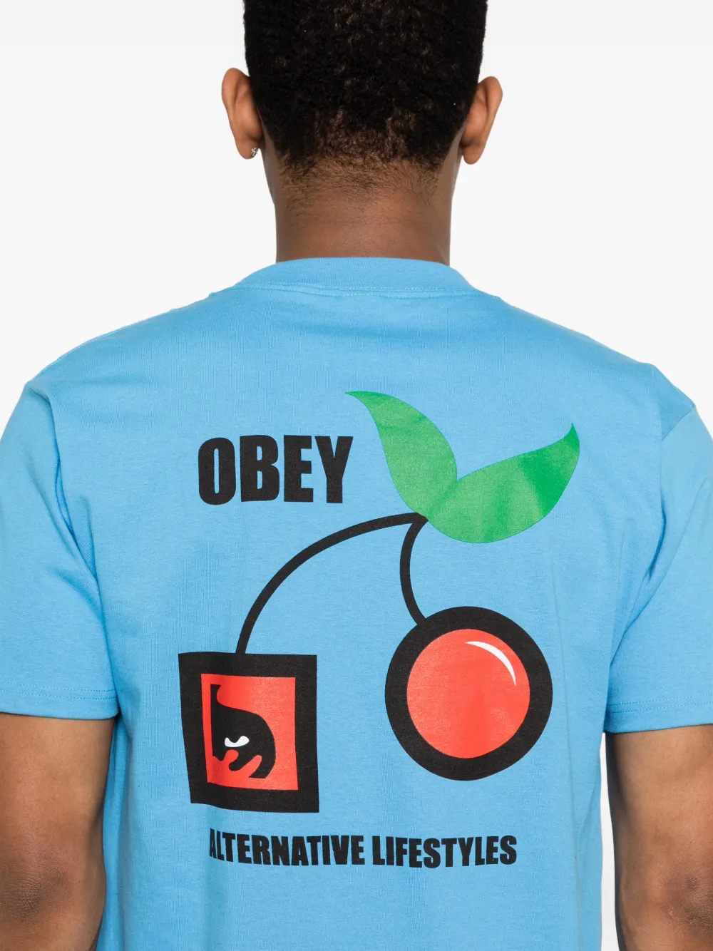 Obey T-shirt met grafische print Blauw