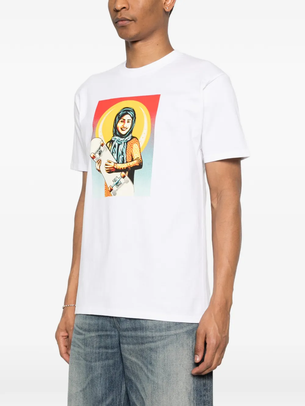 Obey T-shirt met grafische print Wit