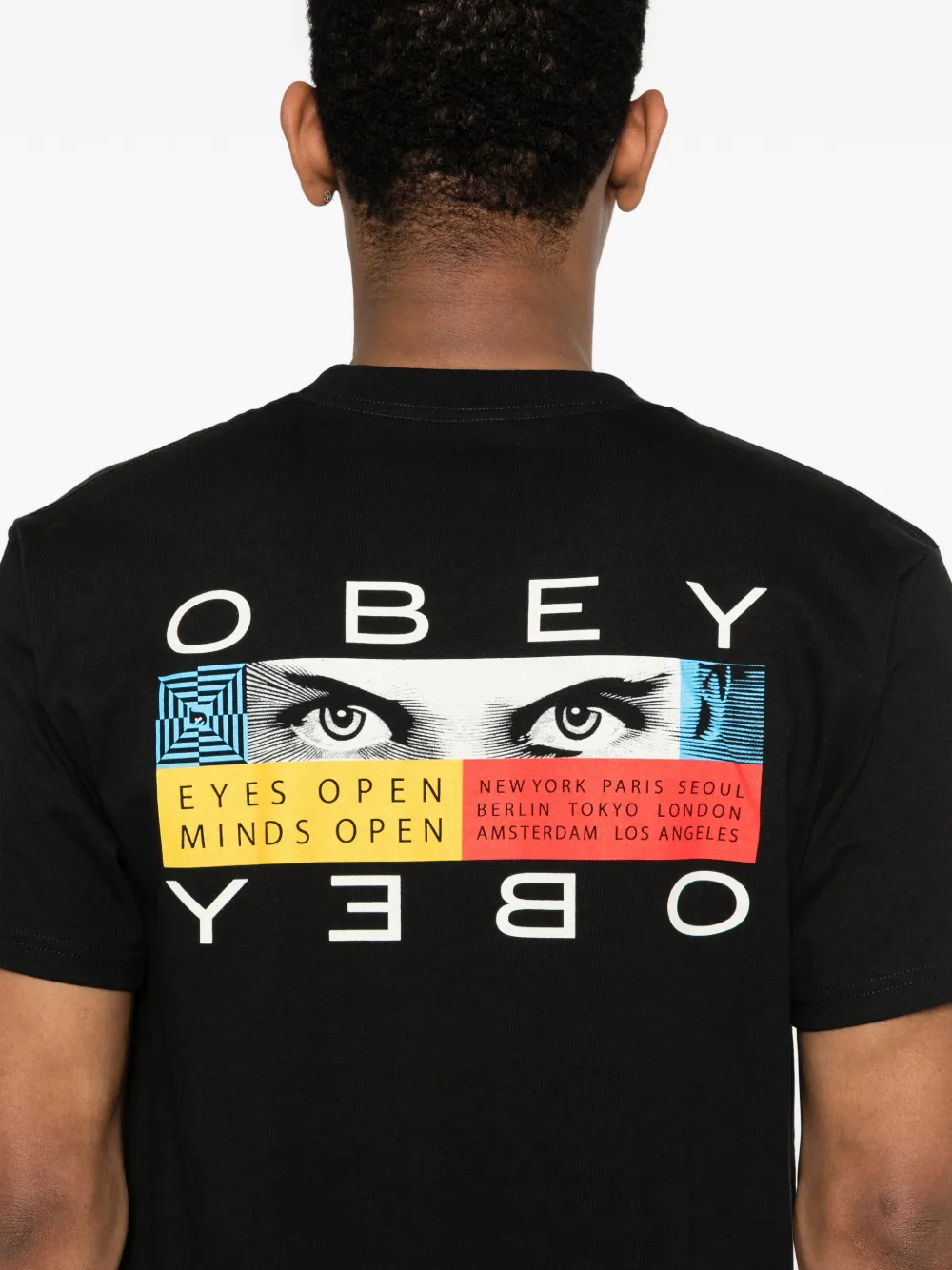 Obey T-shirt met ronde hals Zwart