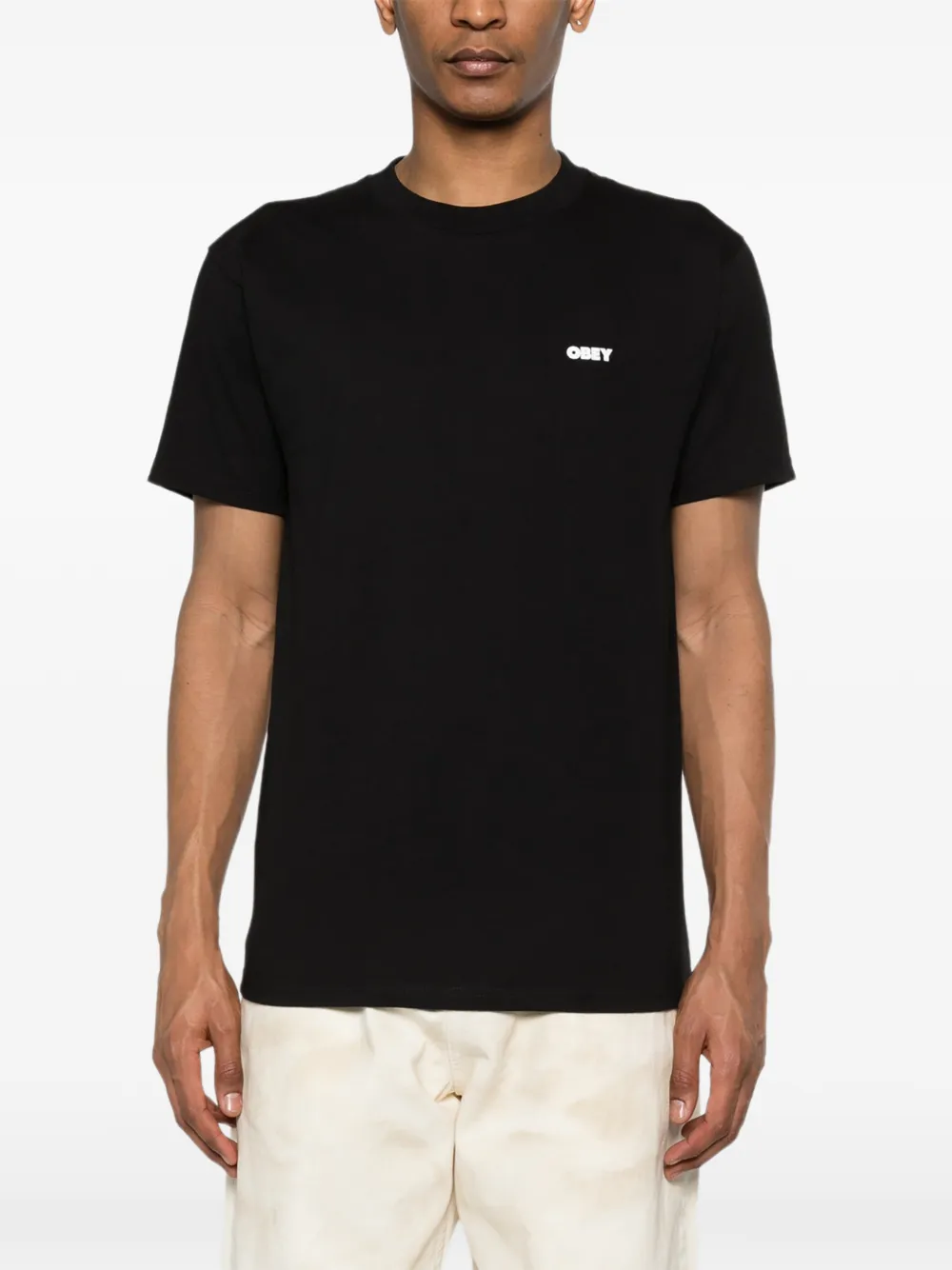 Obey T-shirt met ronde hals Zwart