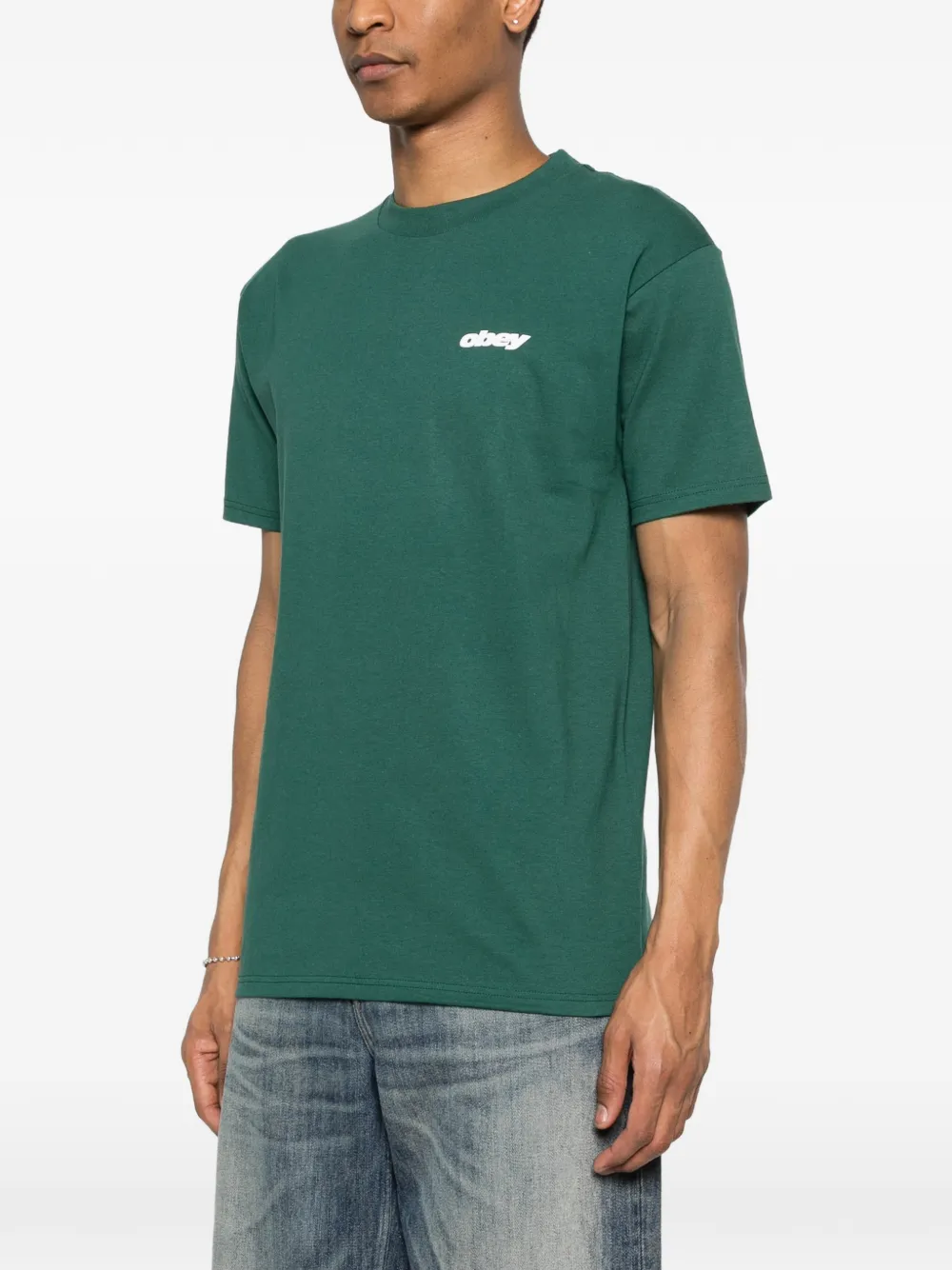Obey T-shirt met logodetail Groen