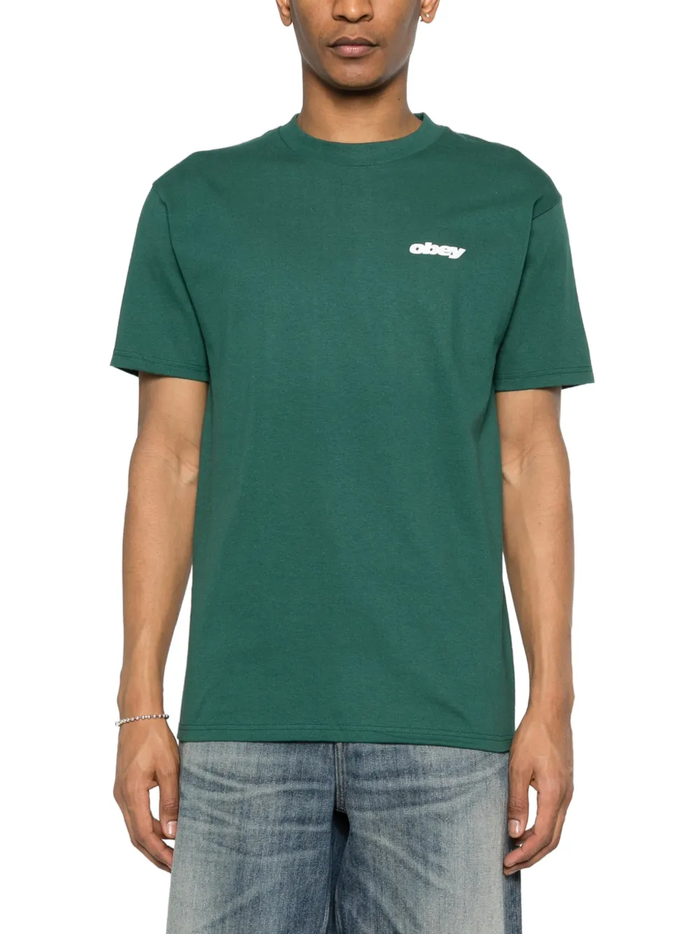Obey T-shirt met logodetail Groen