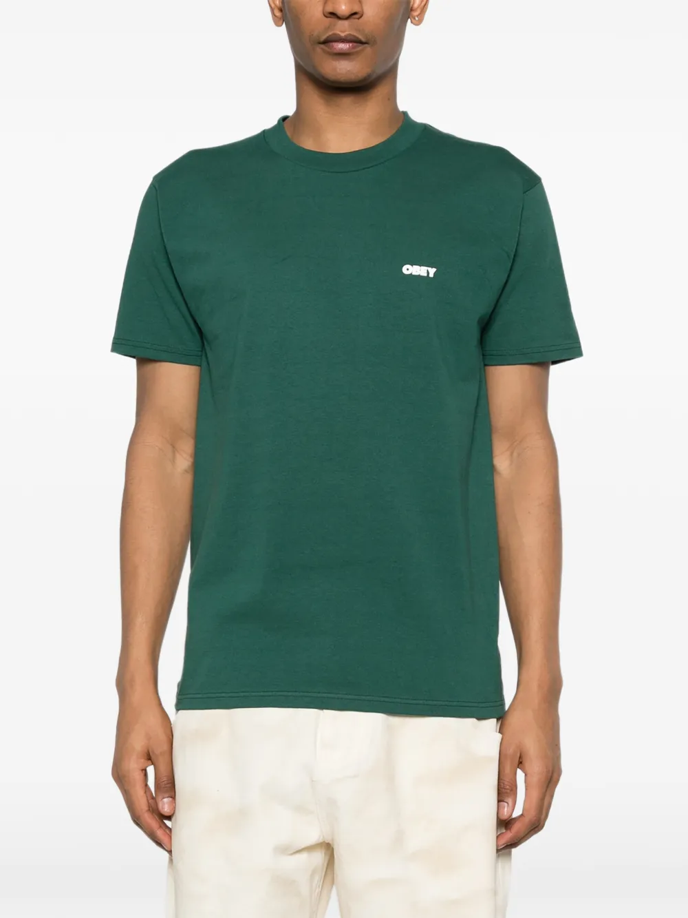 Obey T-shirt met ronde hals Groen