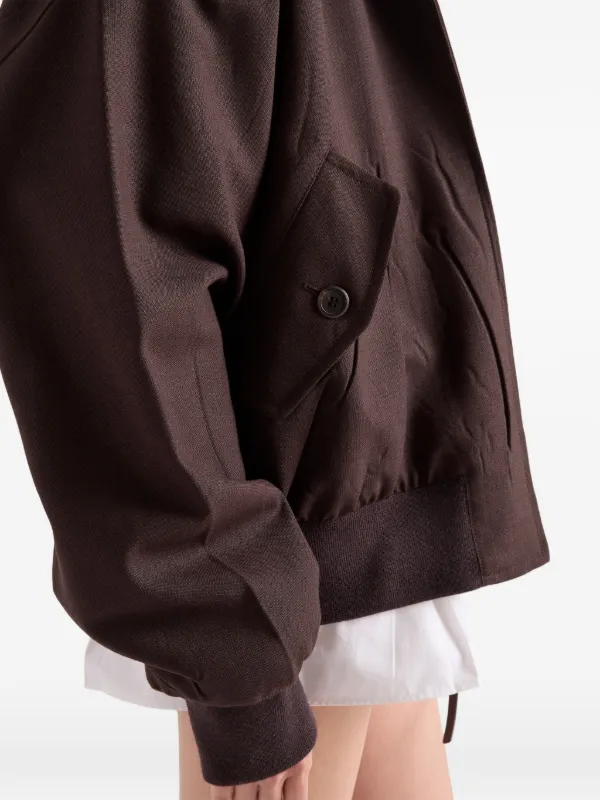 Prada Hooded rush-stitch Jacket | Brown | FARFETCH