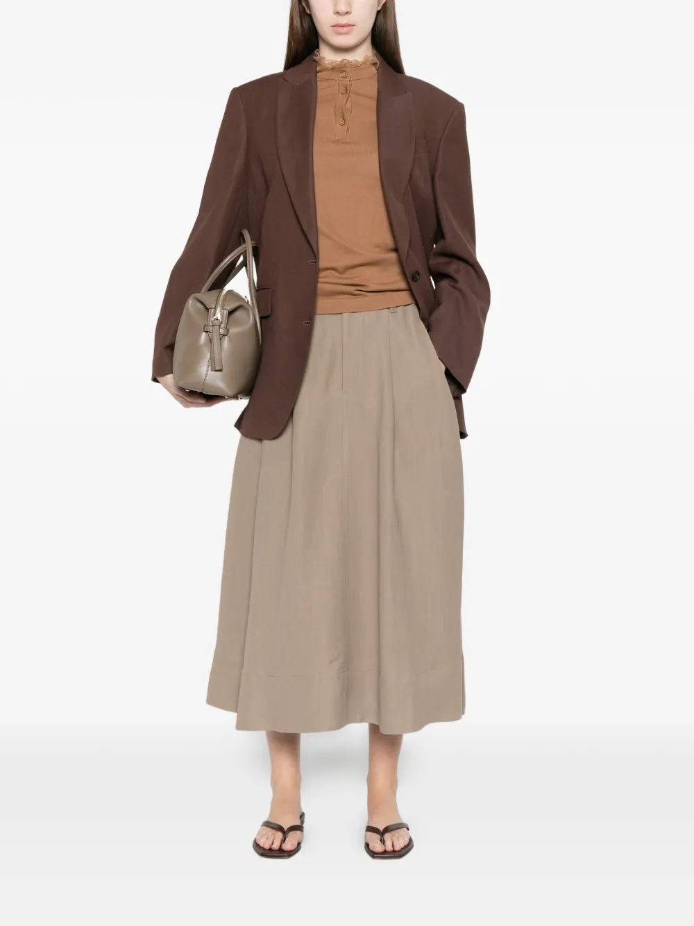 Brunello Cucinelli Blazer met enkele rij knopen Bruin