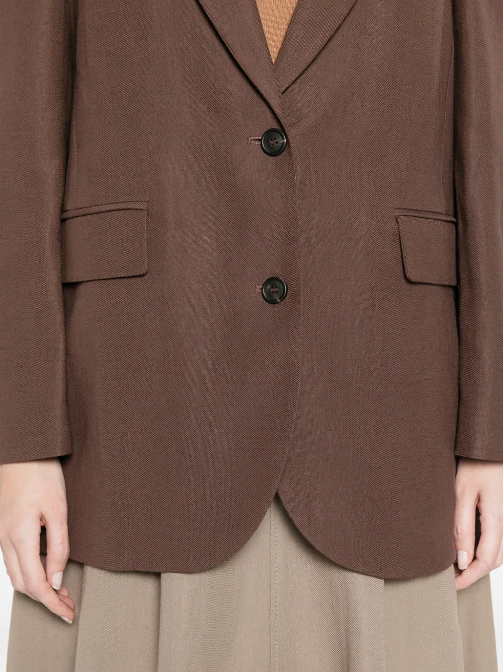 Brunello Cucinelli Blazer met enkele rij knopen Bruin