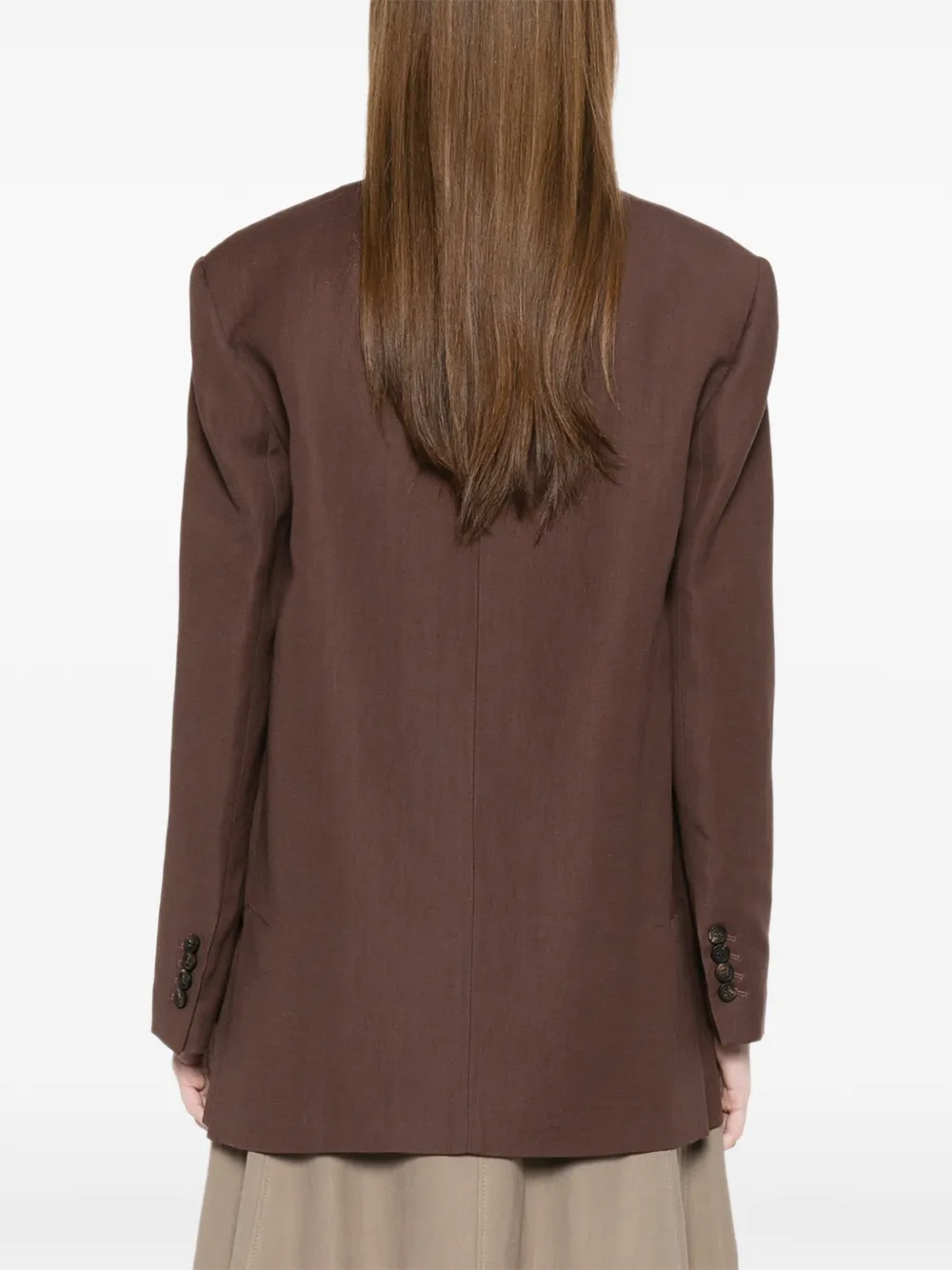 Brunello Cucinelli Blazer met enkele rij knopen Bruin