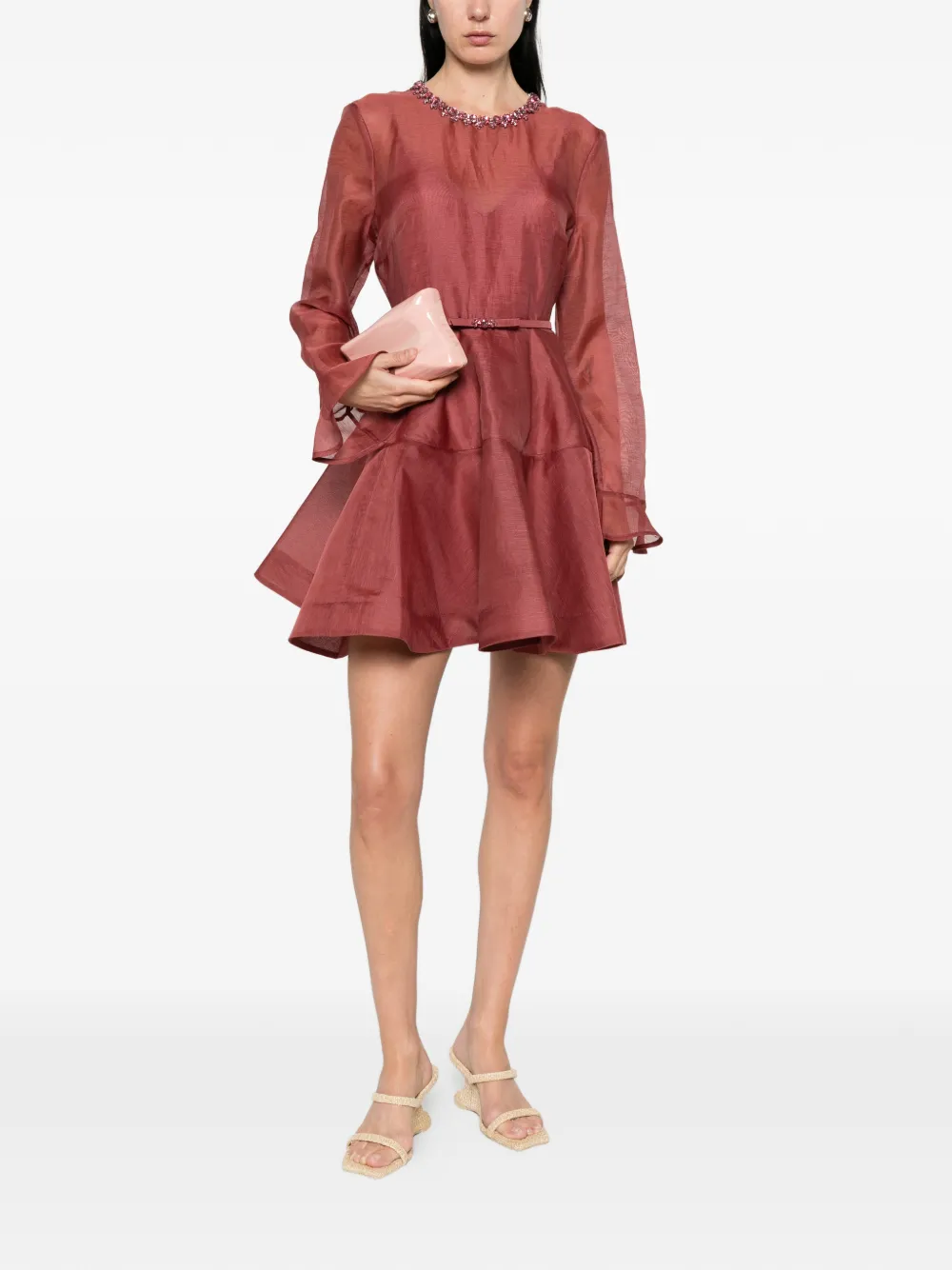 ZIMMERMANN Alchemy peplum mini-jurk Rood