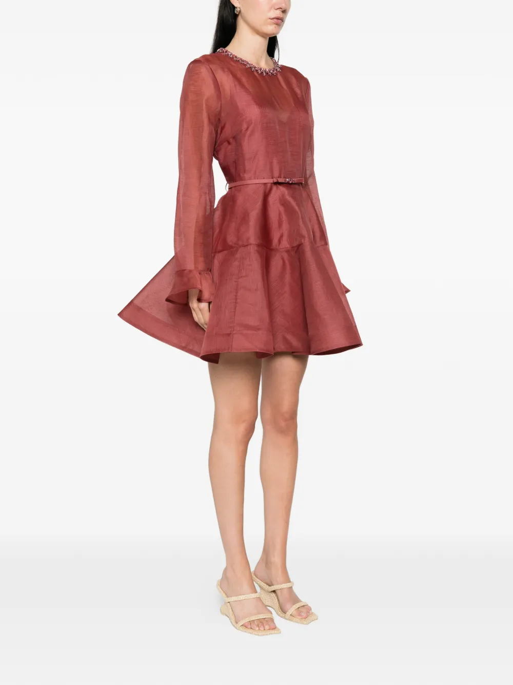 ZIMMERMANN Alchemy peplum mini-jurk Rood