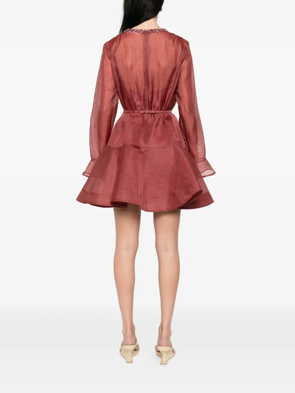 ZIMMERMANN Alchemy peplum mini-jurk Rood