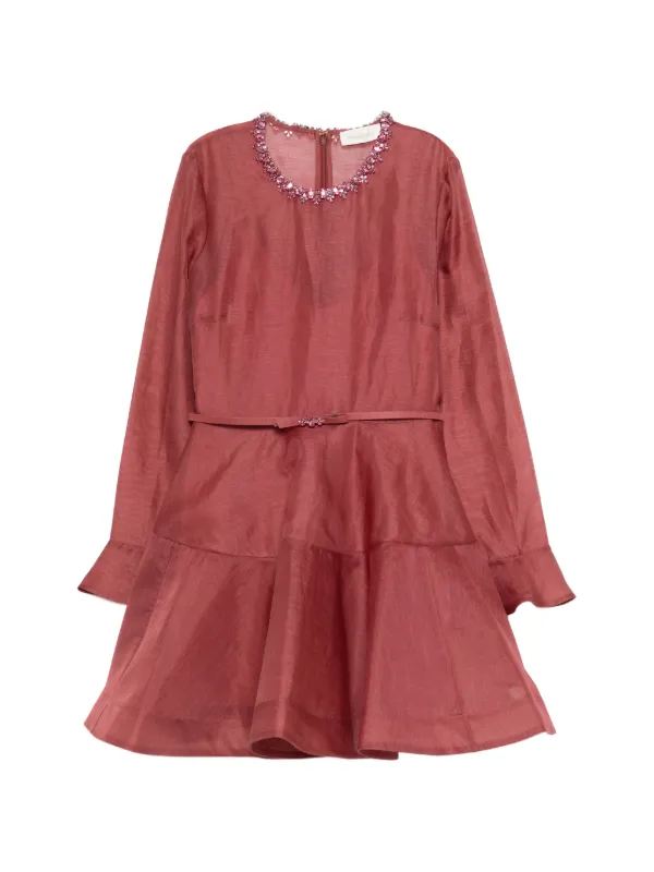 zimmermann peplum dress ZIMMERMANN Glassy Billow Peplum silk twill Maxi Dress. Size 0P (4-6au) From Zimmermann SS20 Wavelength Collection. Crafted from soft silk twill with a high neck and exaggerated blouson sleeves that are