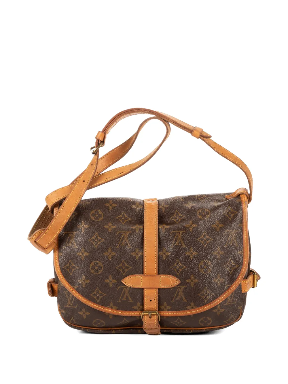 Louis Vuitton Pre-Owned Saumur monogram-pattern buckle-fastening shoulder bag - Marrone