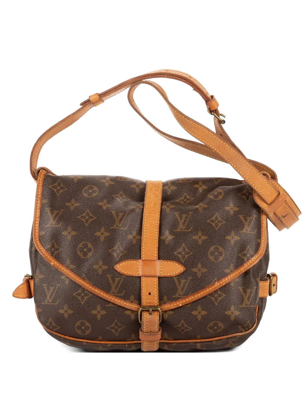 Louis Vuitton Pre-Owned Saumur monogram-pattern buckle-fastening shoulder bag - Marrone