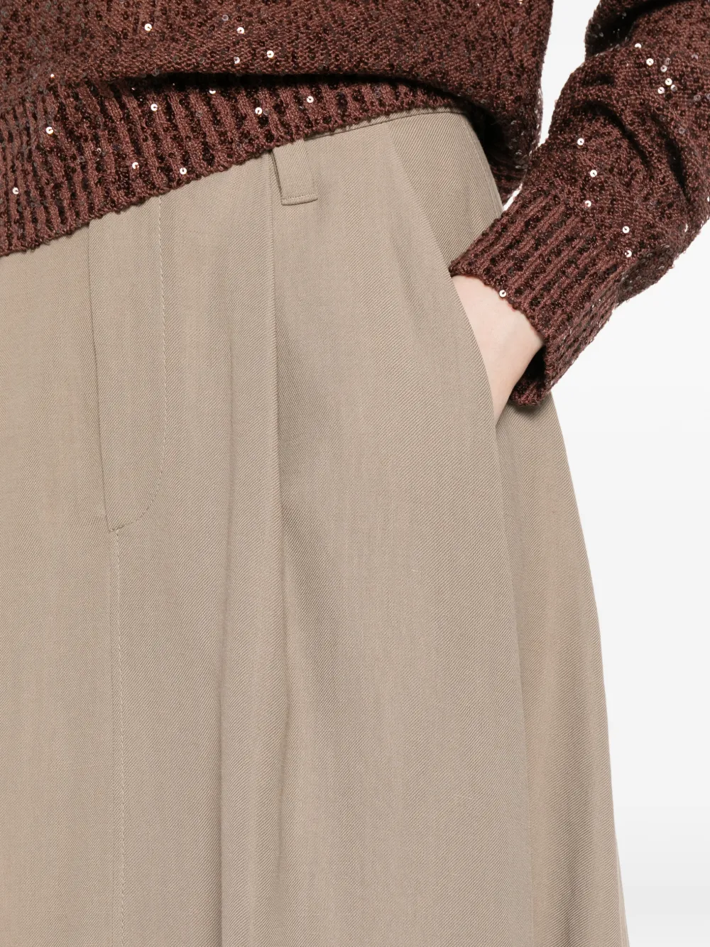 Brunello Cucinelli Rok verfraaid met knoop Bruin