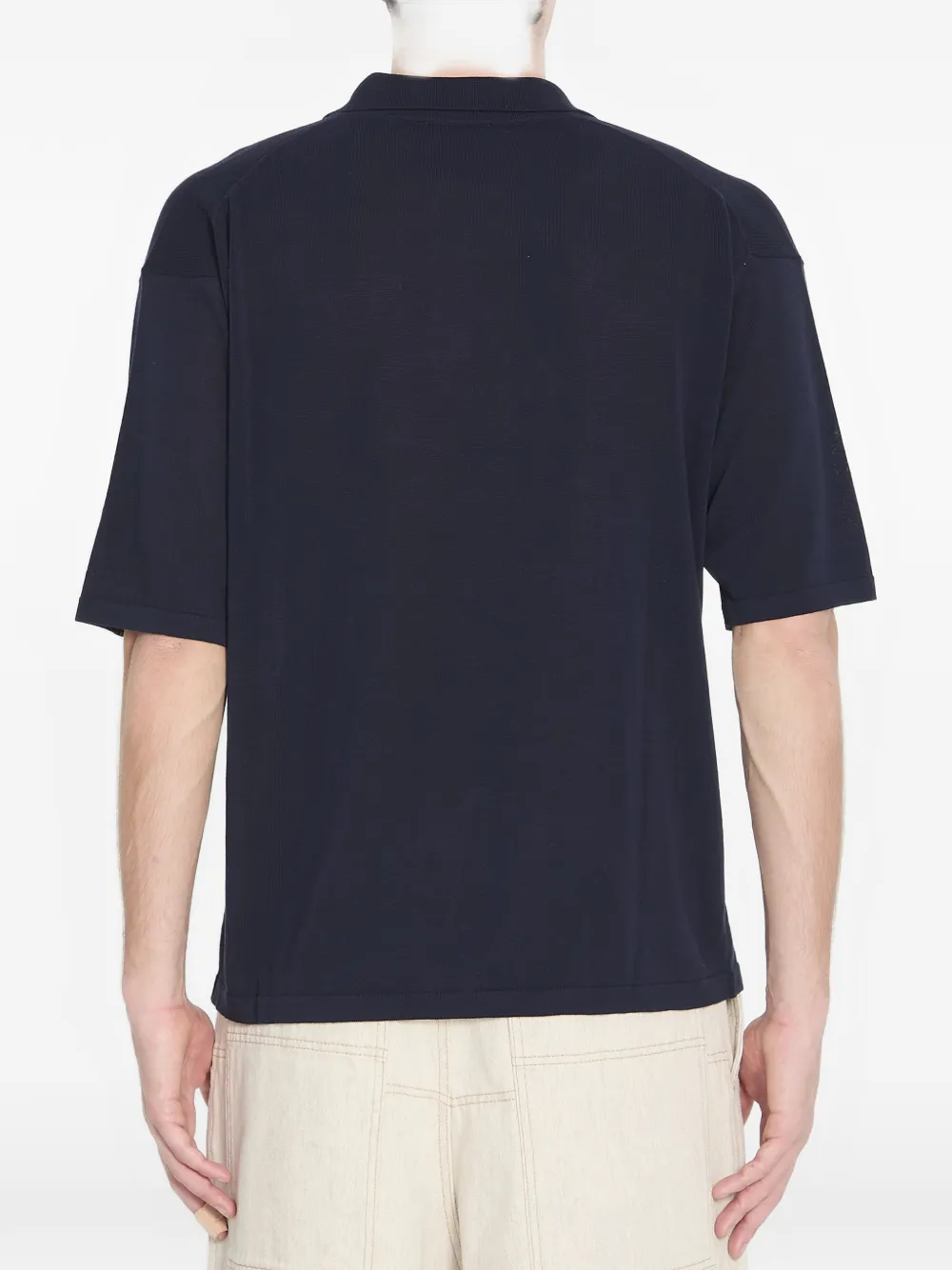 Ribbed V-Neck Polo Shirt