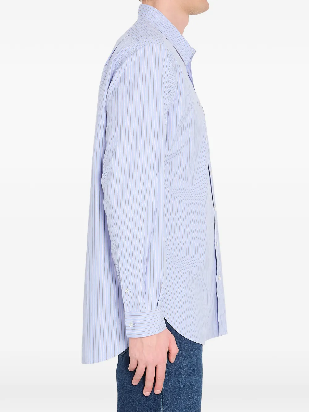  The Row Striped Patch-pocket Shirt - Blue 
