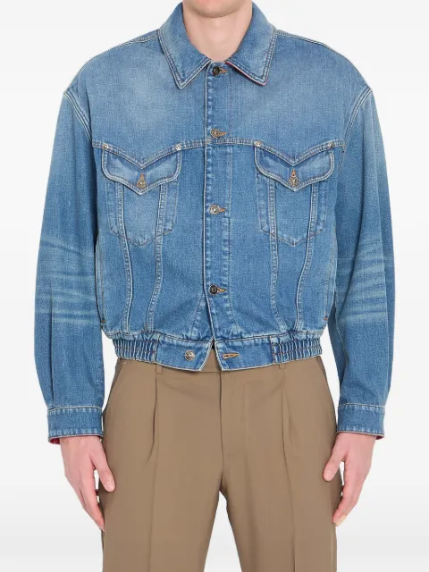 Versace point collar medusa cotton denim jacket