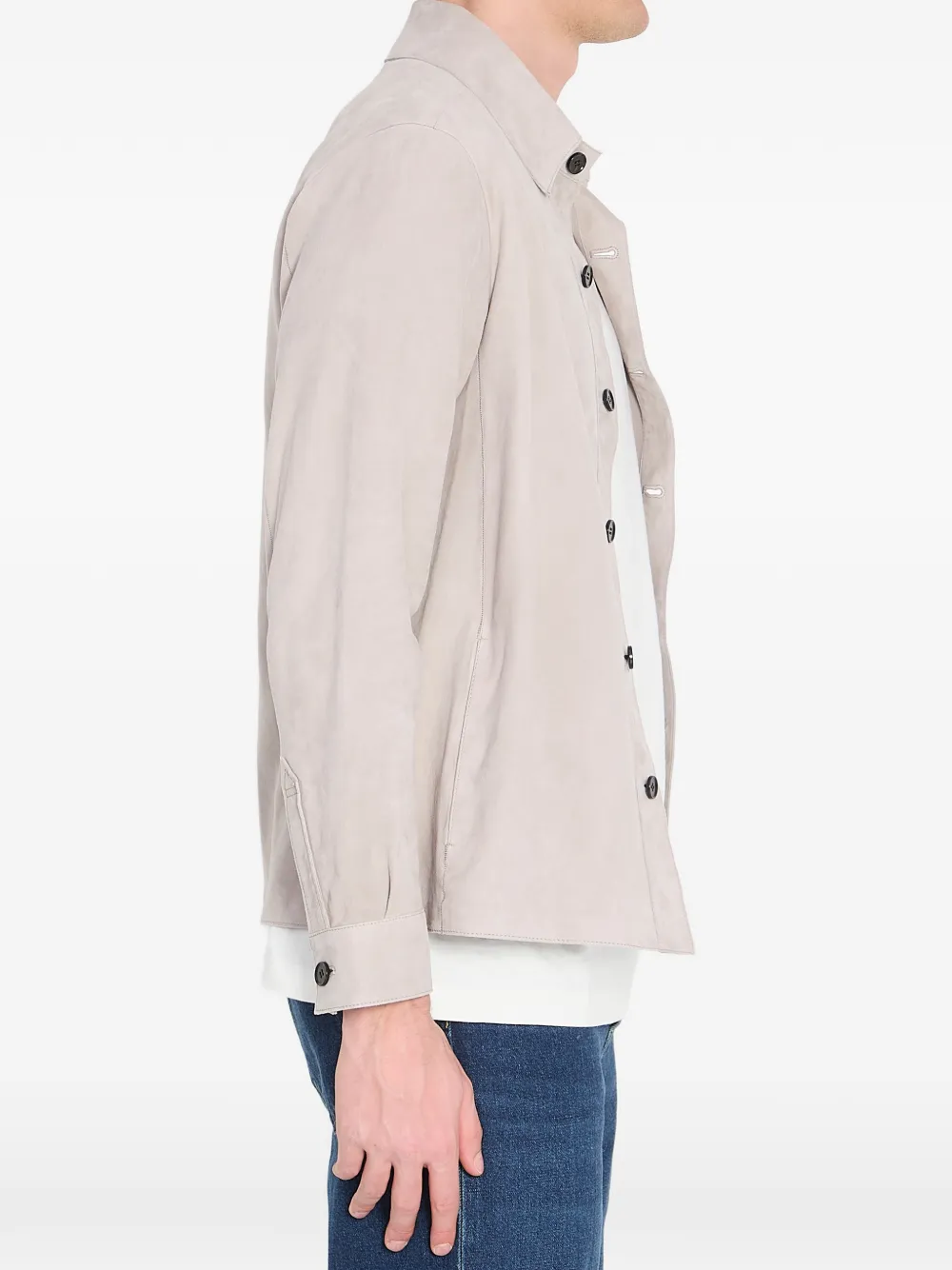 Arma Suède shirtjack met knopen Beige
