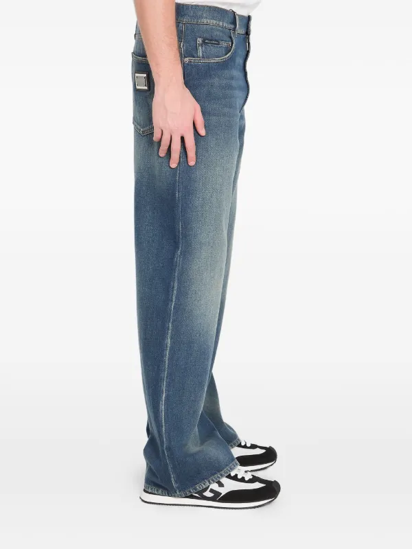 Dolce & Gabbana Logo Patch Wide Jeans | Blue | FARFETCH ZA
