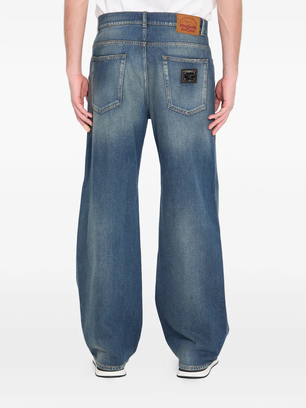 Dolce & Gabbana Jeans met wijde pijpen en logopatch Blauw
