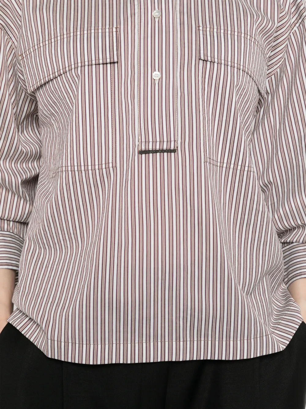 Brunello Cucinelli Gestreepte blouse met zak Rood