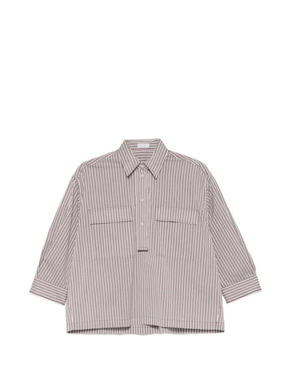 Brunello Cucinelli striped pocket blouse - Rosso
