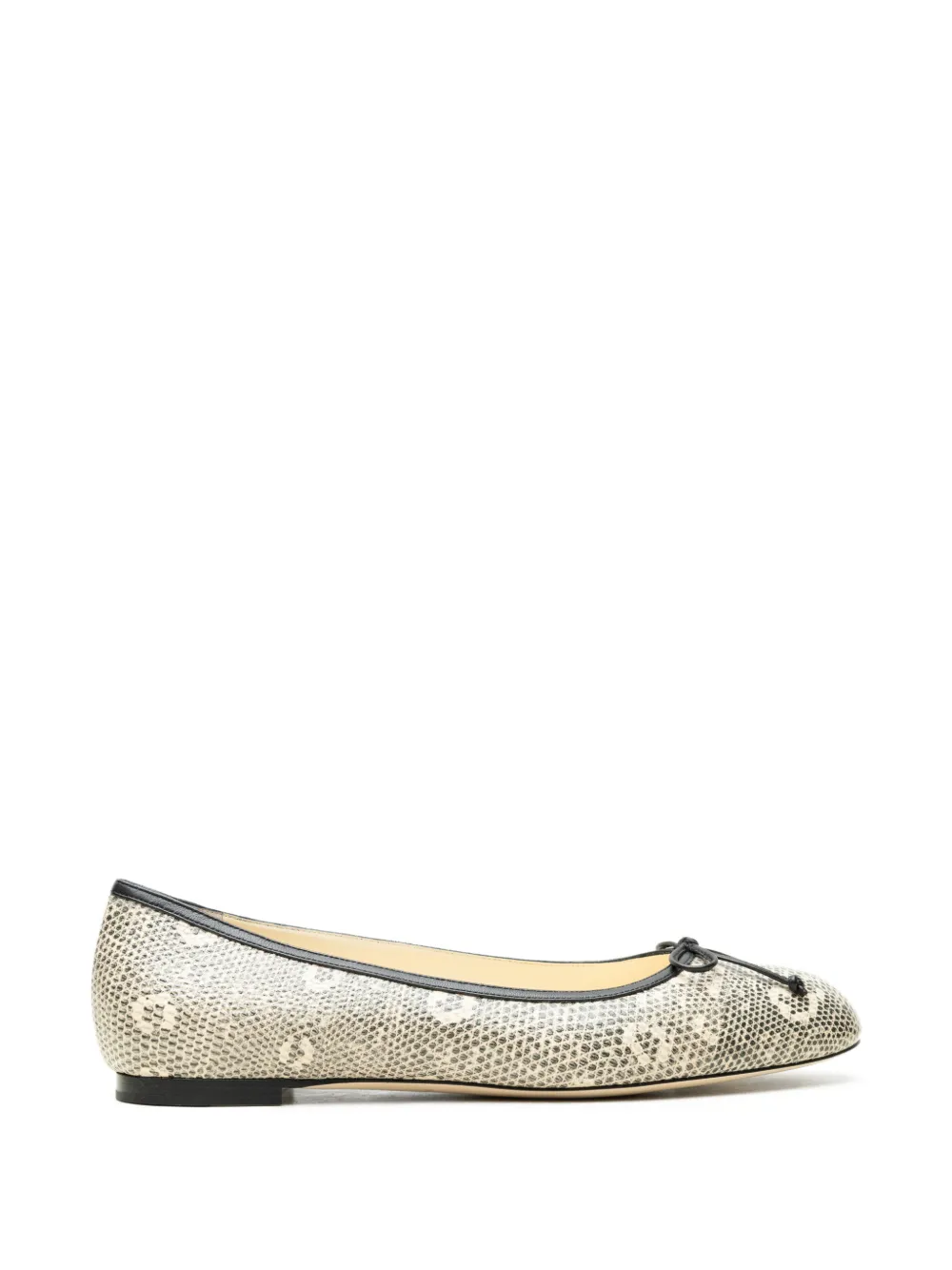 Manolo Blahnik snakeskin-effect bow ballet flats - Toni neutri