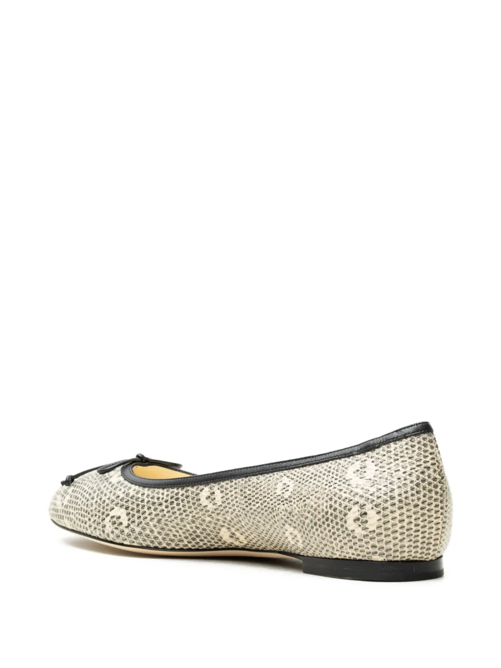 Manolo Blahnik snakeskin-effect bow ballet flats Beige