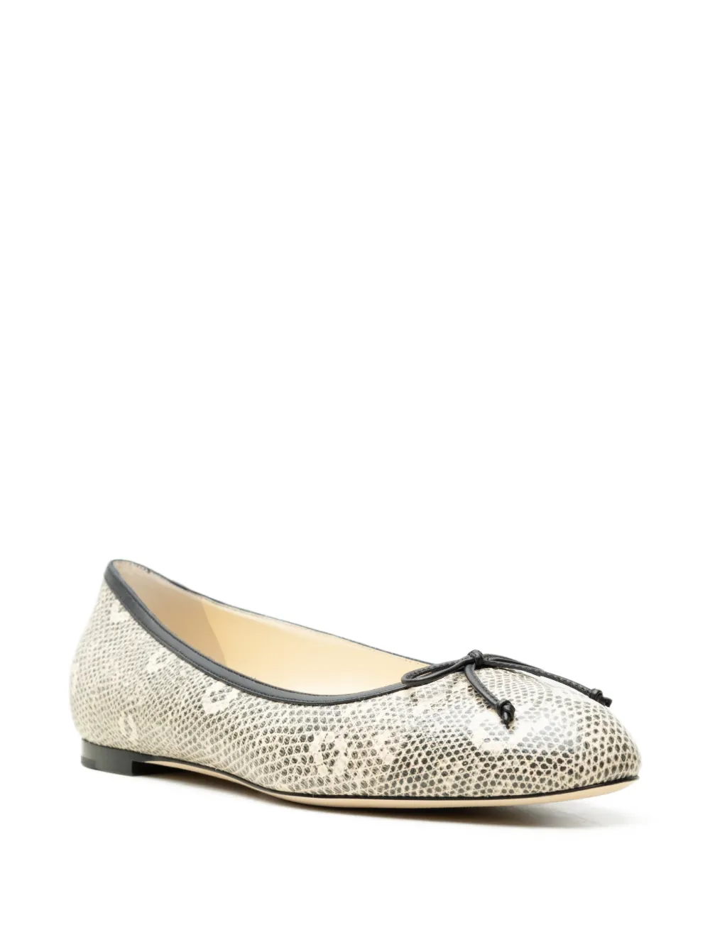Manolo Blahnik snakeskin-effect bow ballet flats Beige
