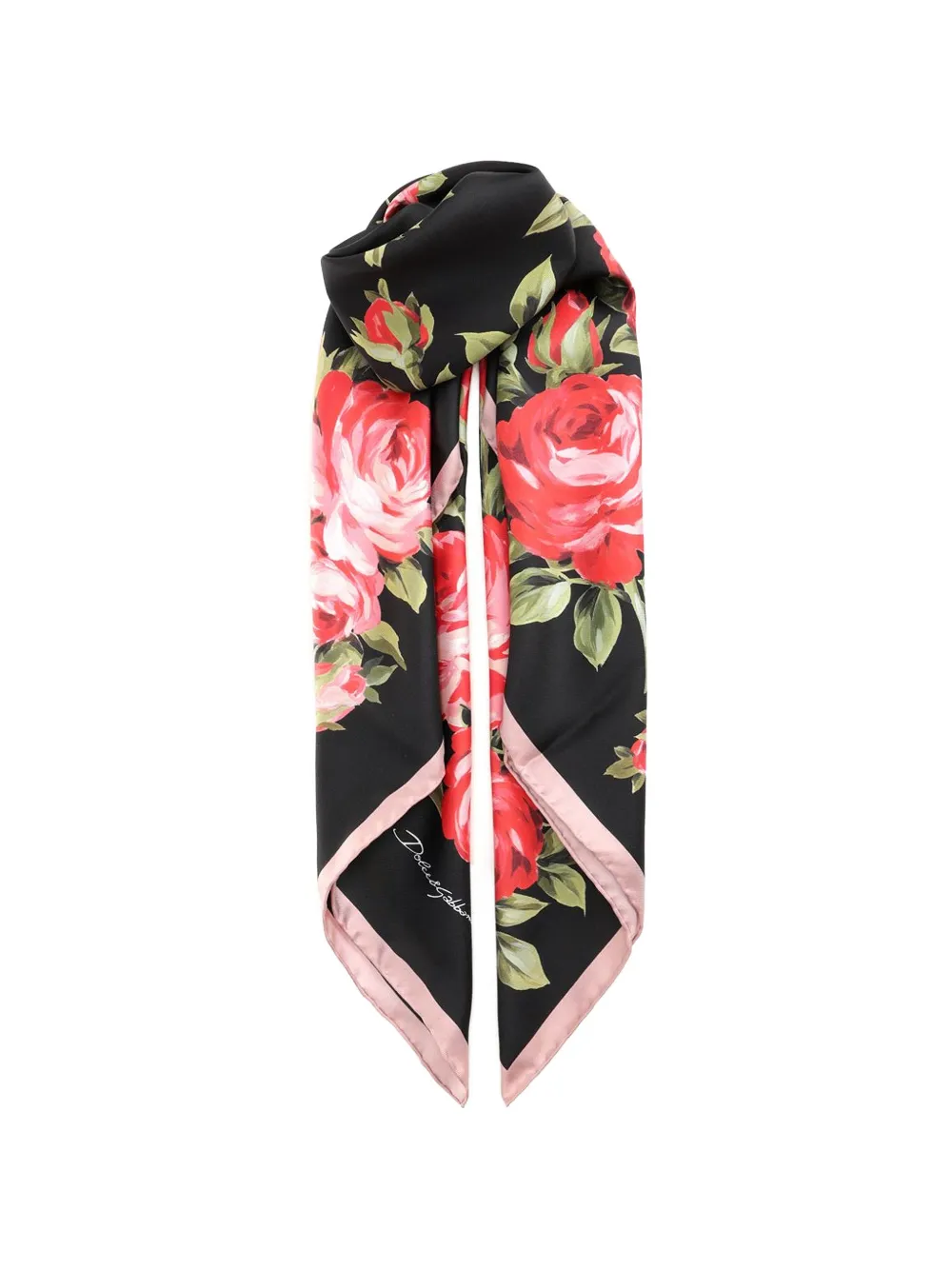 Dolce & Gabbana floral-print silk scarf - Schwarz