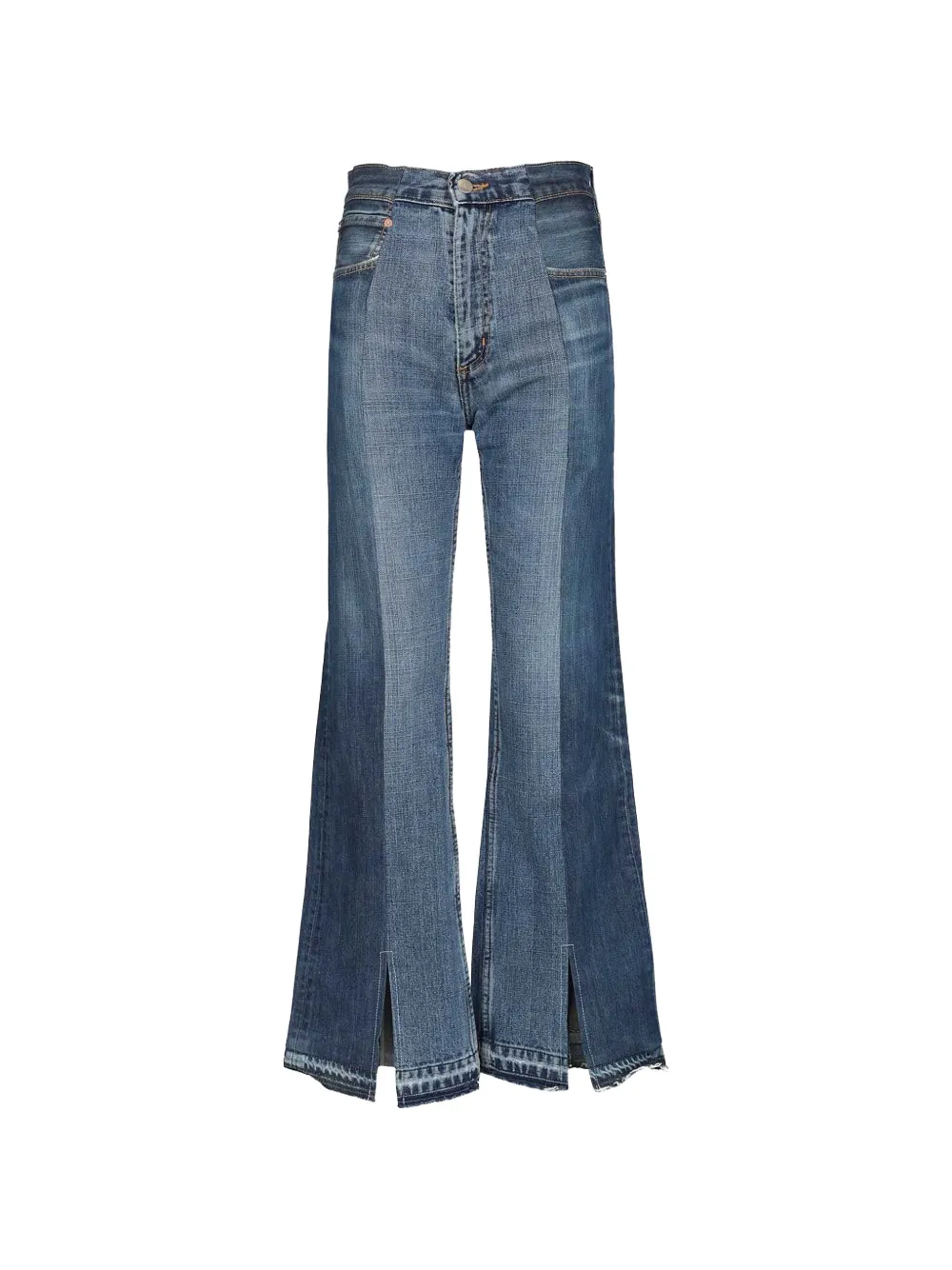 E.L.V. DENIM slit wide-leg arcola jeans - Blu