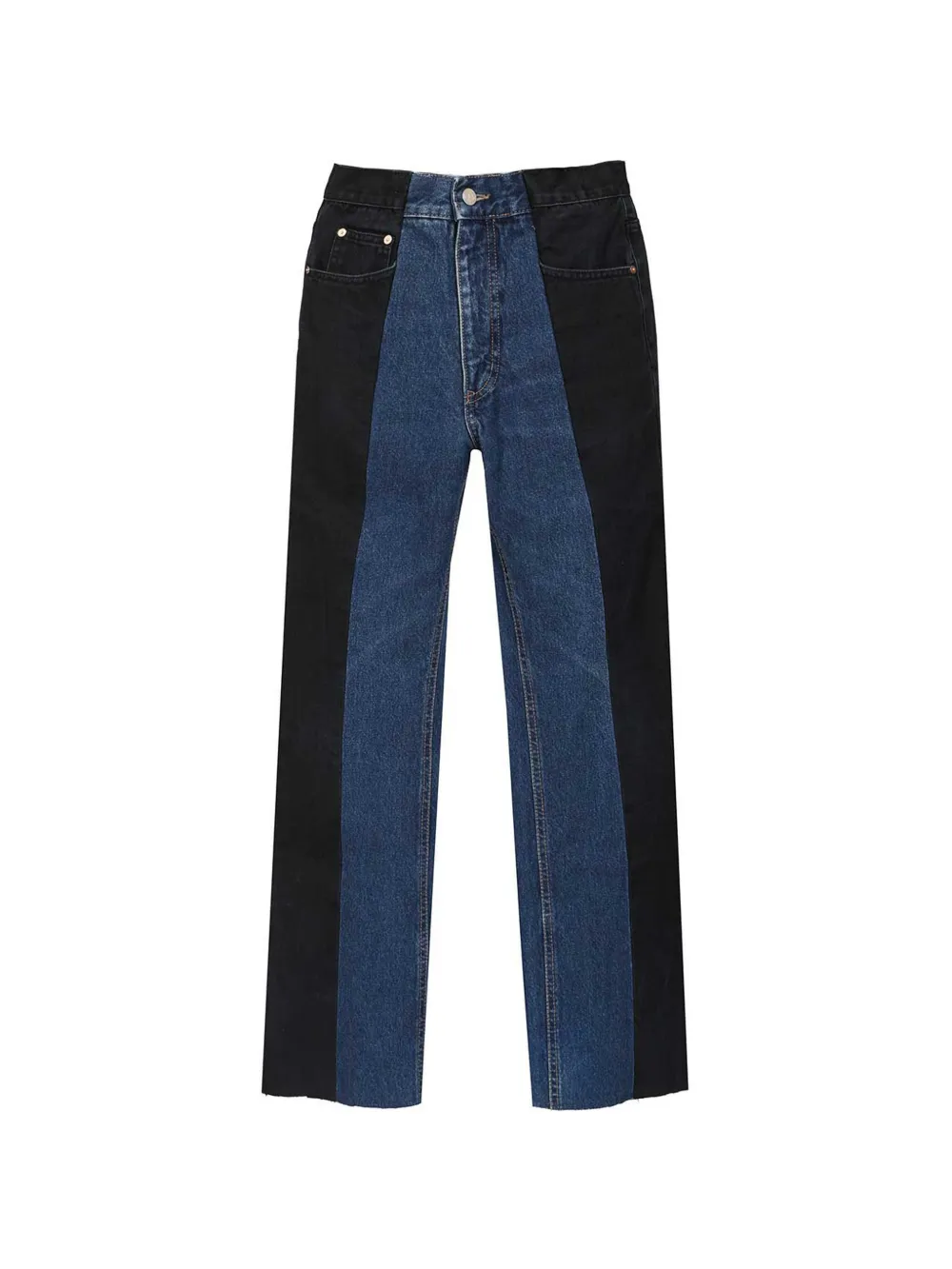 E.L.V. DENIM dark blue panelled flare jean - Nero