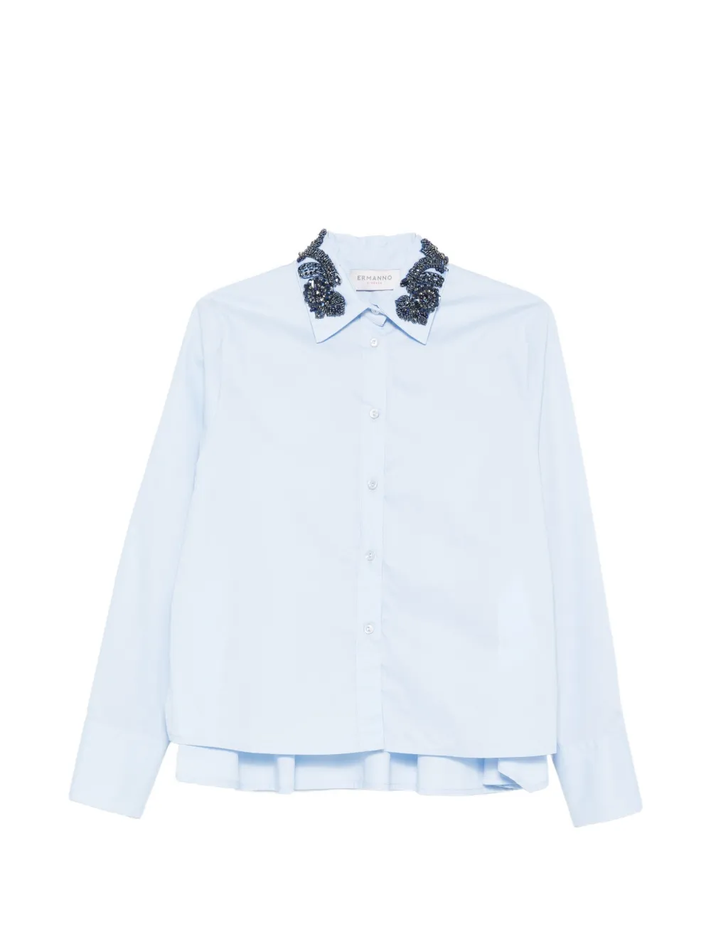 ERMANNO FIRENZE beaded ruffled shirt - Blue