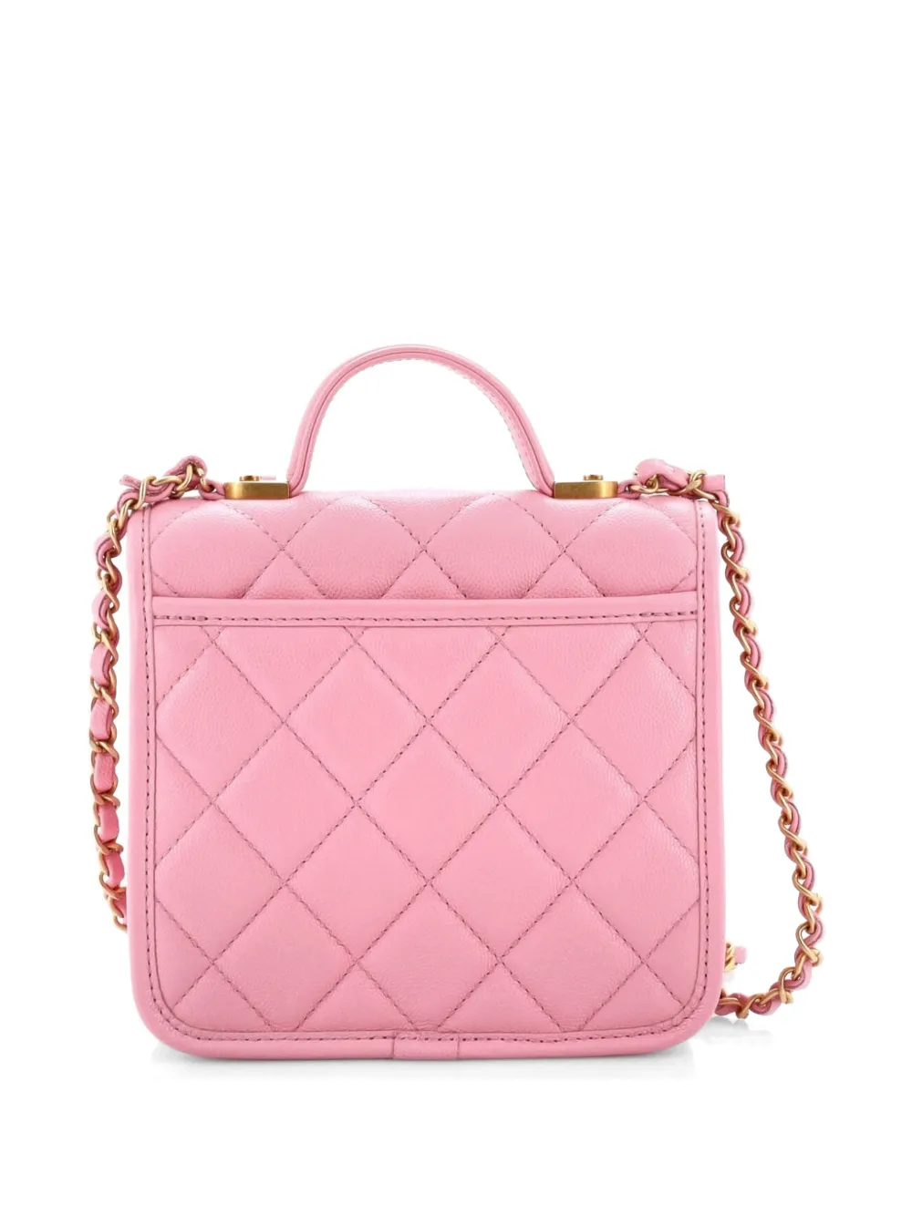School Memory Top Handle Flap Bag Quilted Caviar Mini Crossbody Bag