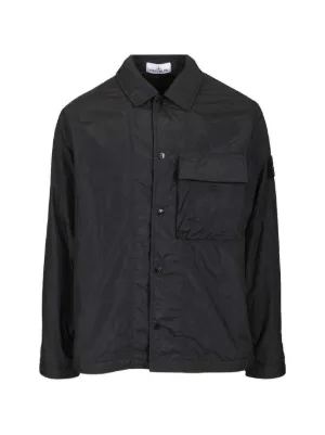 Homme Plissé Issey Miyake mandarin-collar Pocket Shirt | Black