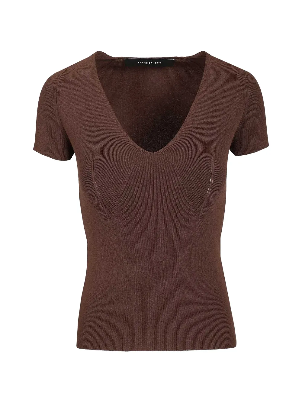Federica Tosi v-neck short-sleeve top - Marrone