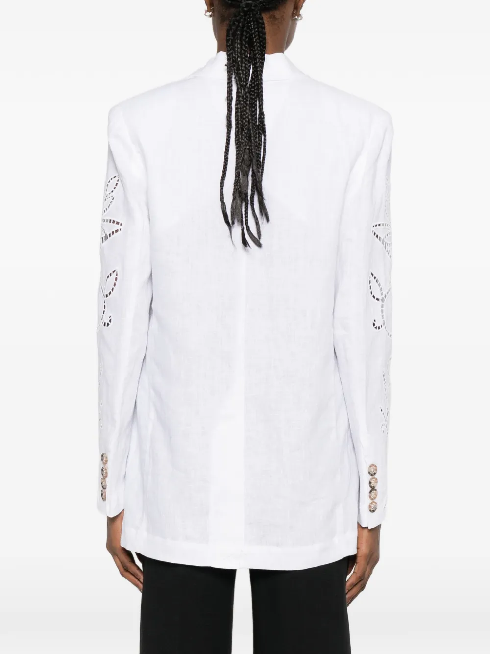 ERMANNO FIRENZE Blazer met geborduurde bloemen en knopen Wit