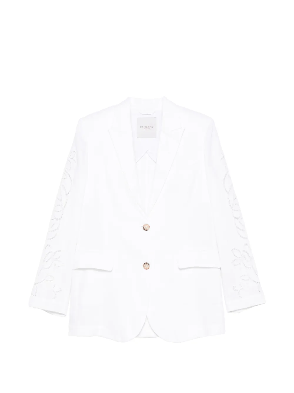 ERMANNO FIRENZE floral-embroidered buttoned blazer - Bianco