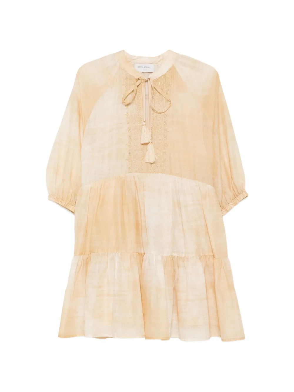 ERMANNO FIRENZE tassel-detail embroidered mini dress - Toni neutri