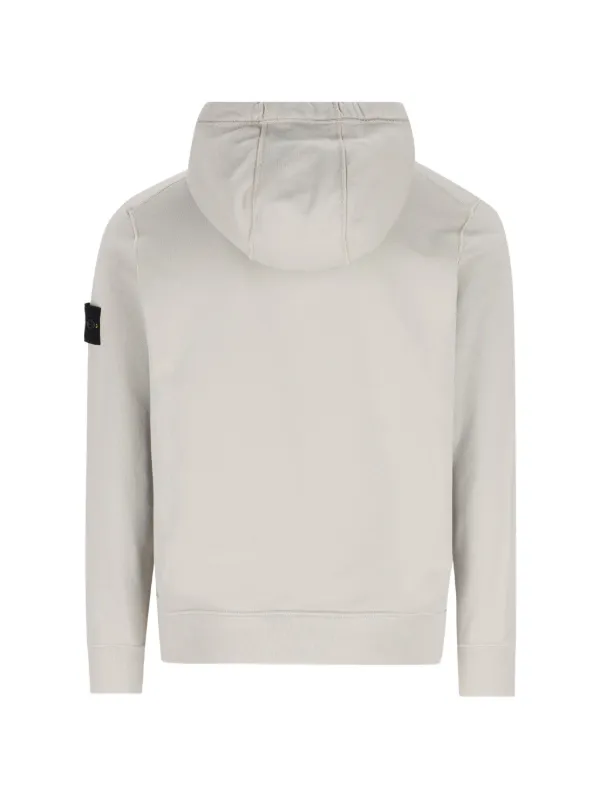 Stone Island Zip Logo Hoodie | Neutrals | FARFETCH