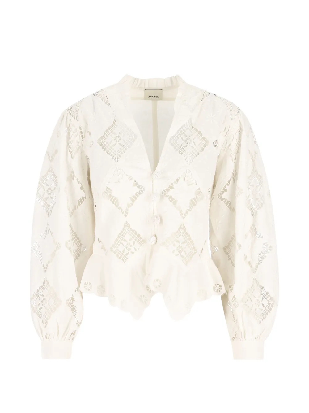 ISABEL MARANT Nina ruffled V-neck blouse - Toni neutri