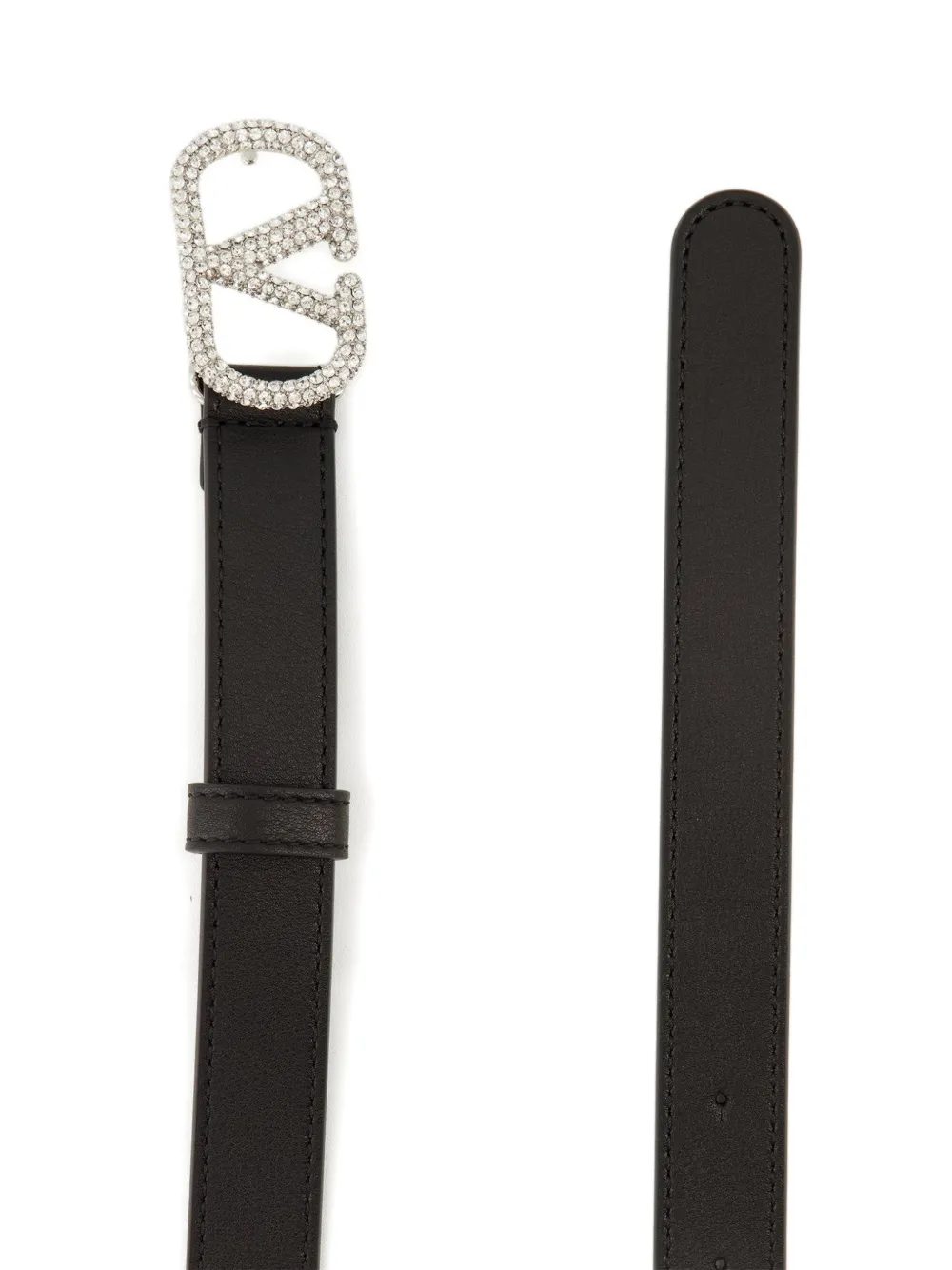 Valentino Garavani Crystal-embellished Leather Belt - Black 