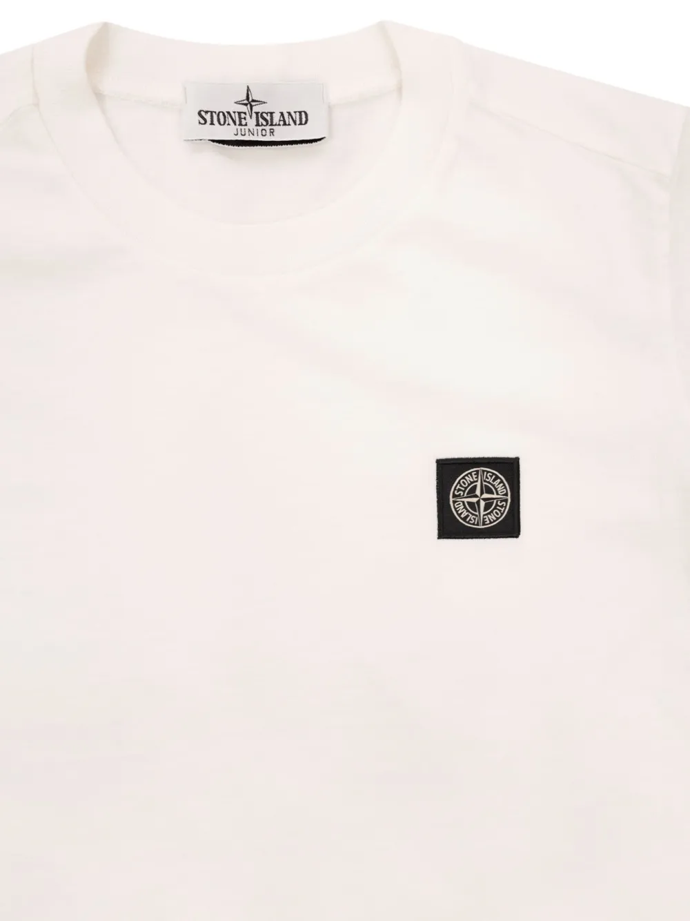 Stone Island Junior Geribbeld T-shirt met Compass-logopatch Wit