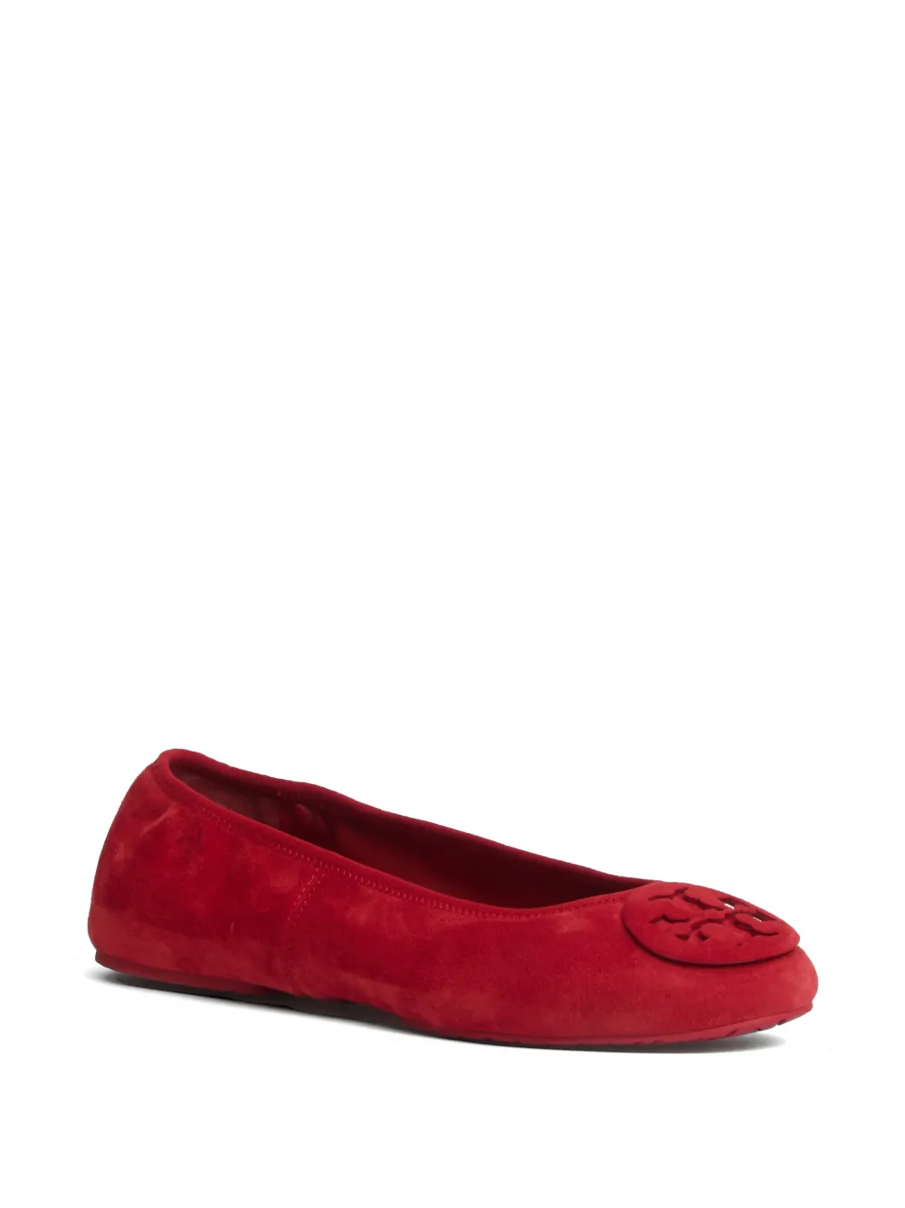 Tory Burch logo suede ballet flats Rood