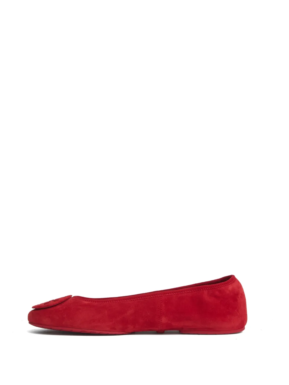 Tory Burch logo suede ballet flats Rood
