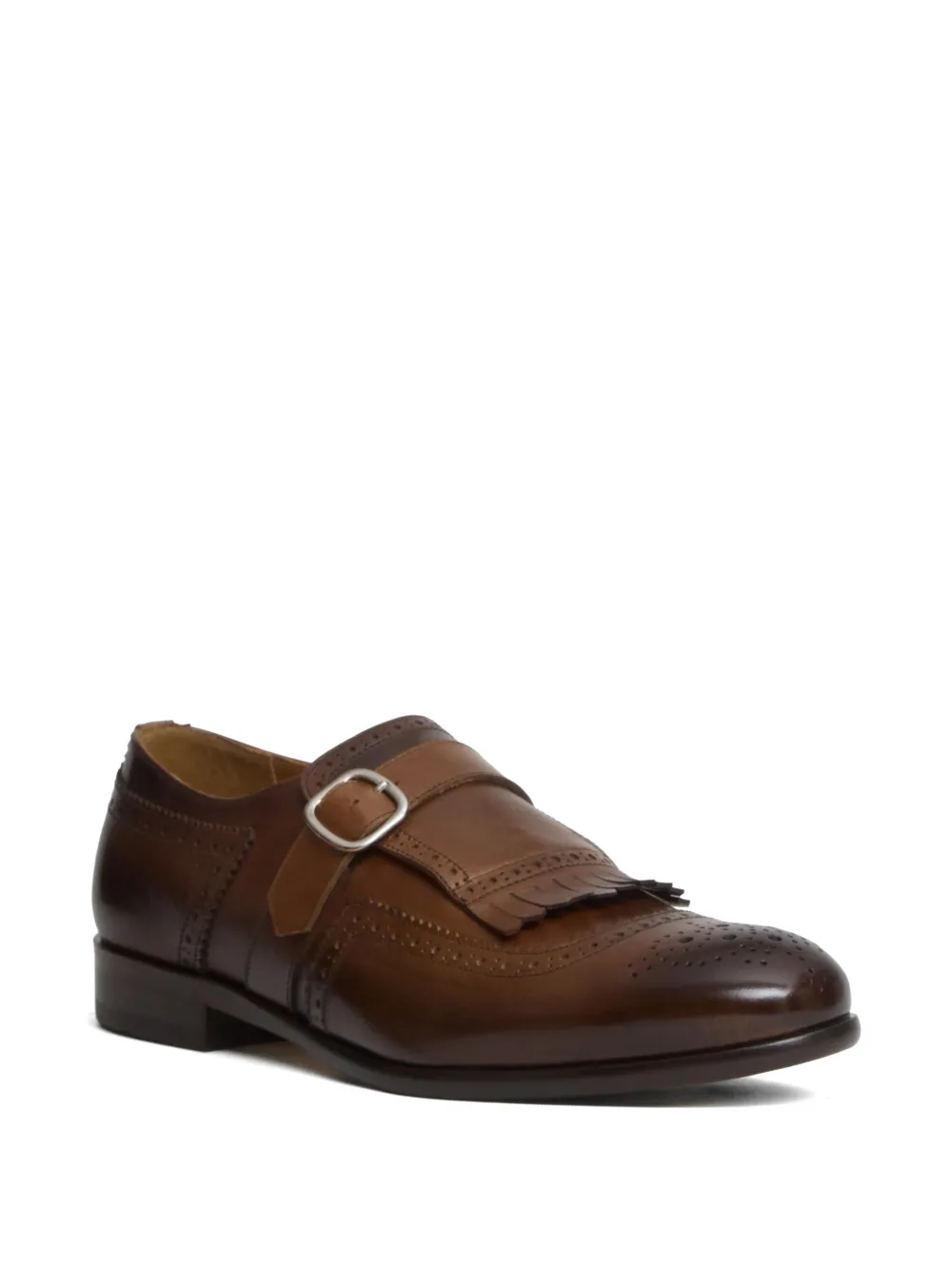 Doucal's Kilty leather monk shoes Bruin