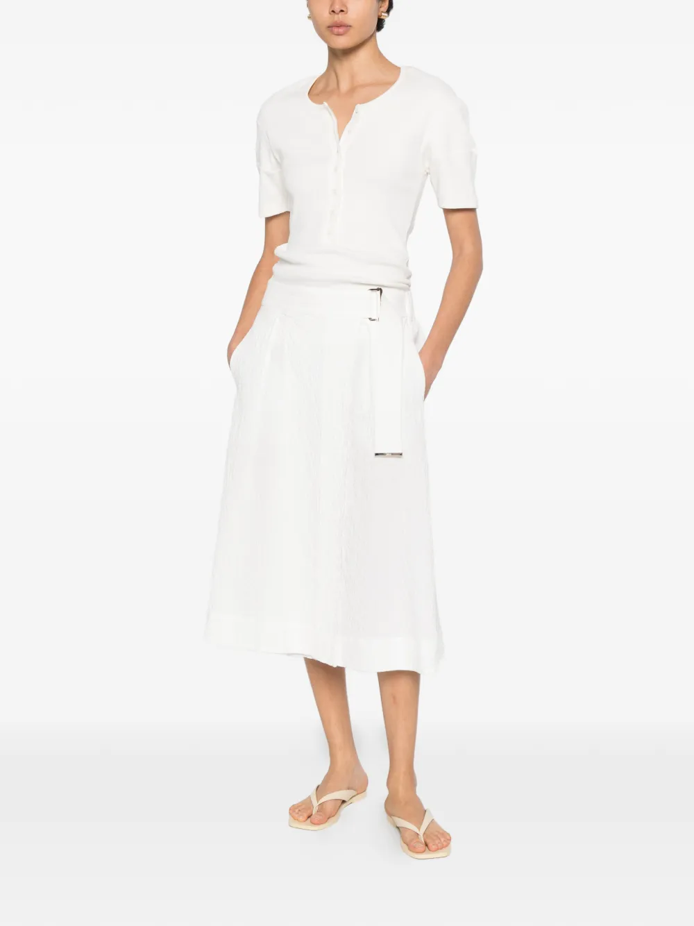 Herno 벨트 텍스처 미디 스커트 | A라인 스커트