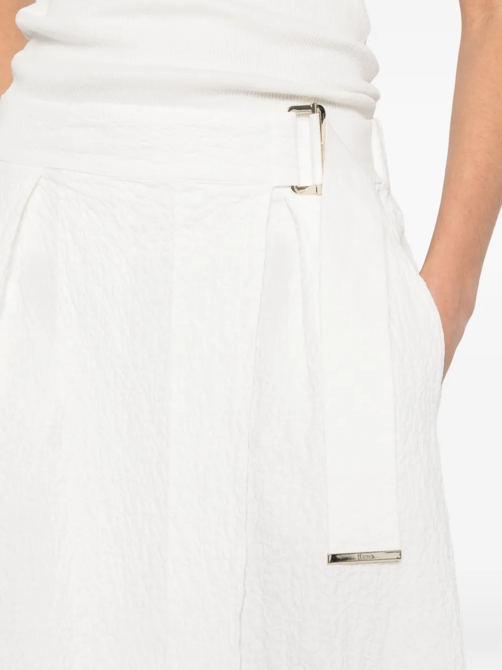 Herno Belted Textured Midi Skirt in White, view 5