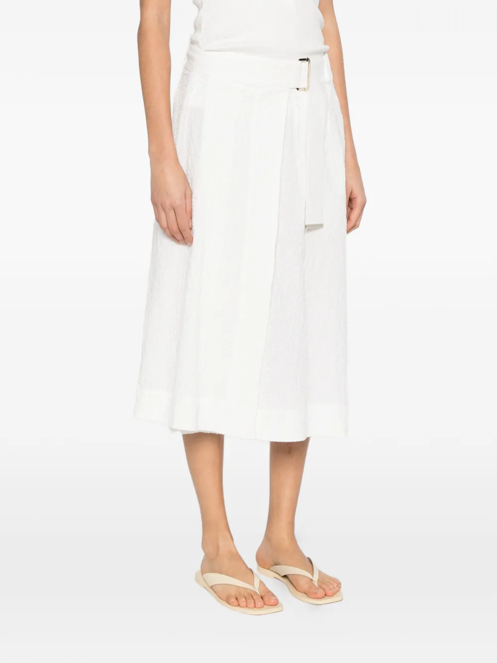  Herno Belted Textured Midi Skirt - White 
